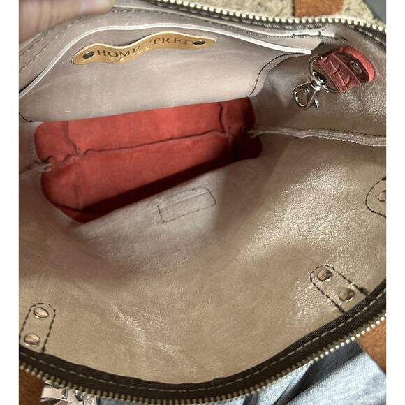 Home Tree Handcrafted Mini Rey Leather Crossbody Bag Tote Colorblock Fringe - Picture 4 of 6